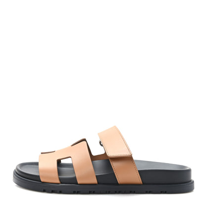 Hermes Calfskin Womens Chypre Sandals 37 Gold 1 of 9
