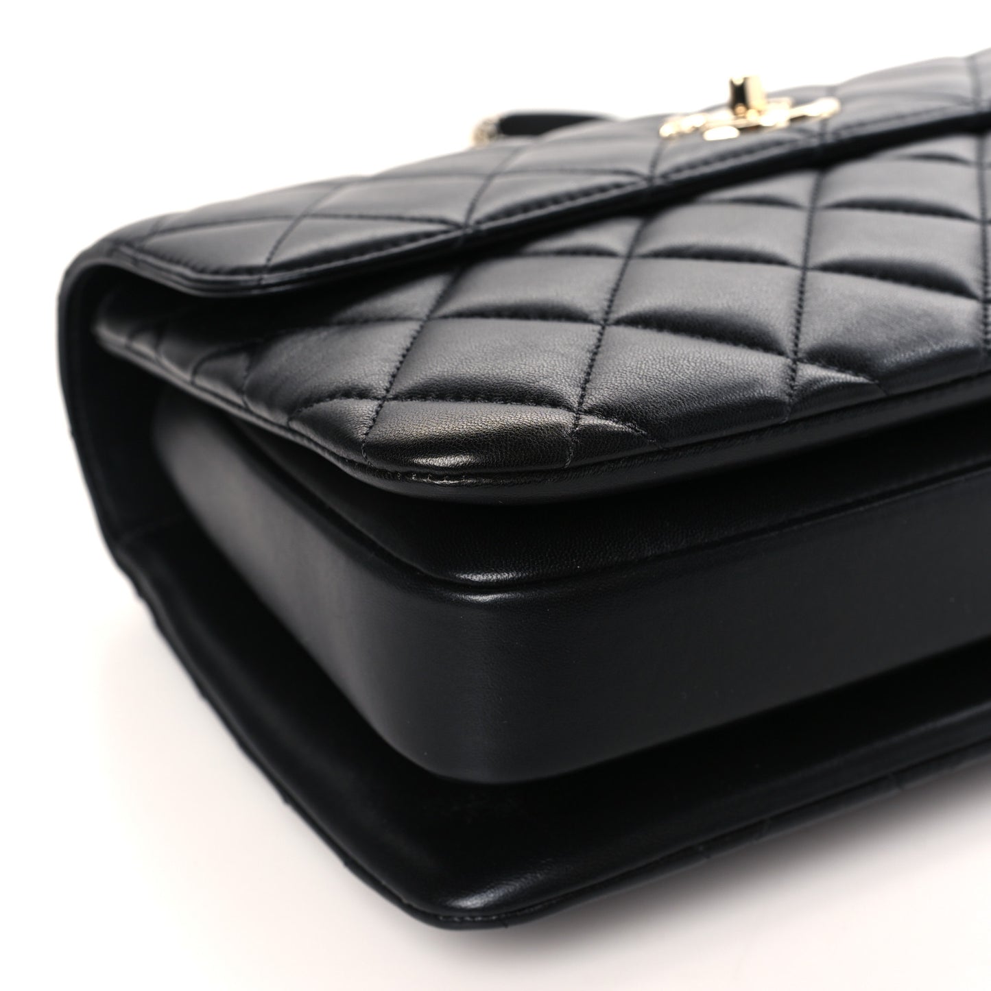 Lambskin Quilted Medium Trendy CC Flap Dual Handle Bag Black