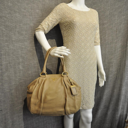 Prada Vitello Daino Shoulder Bag Sughero 2 of 10