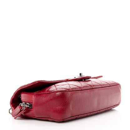 Chanel Glazed Calfskin Quilted Medium Duo Color Flap Dark Red 4 of 11