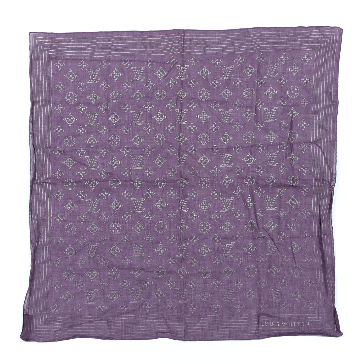 Cotton Monogram Square Scarf Purple