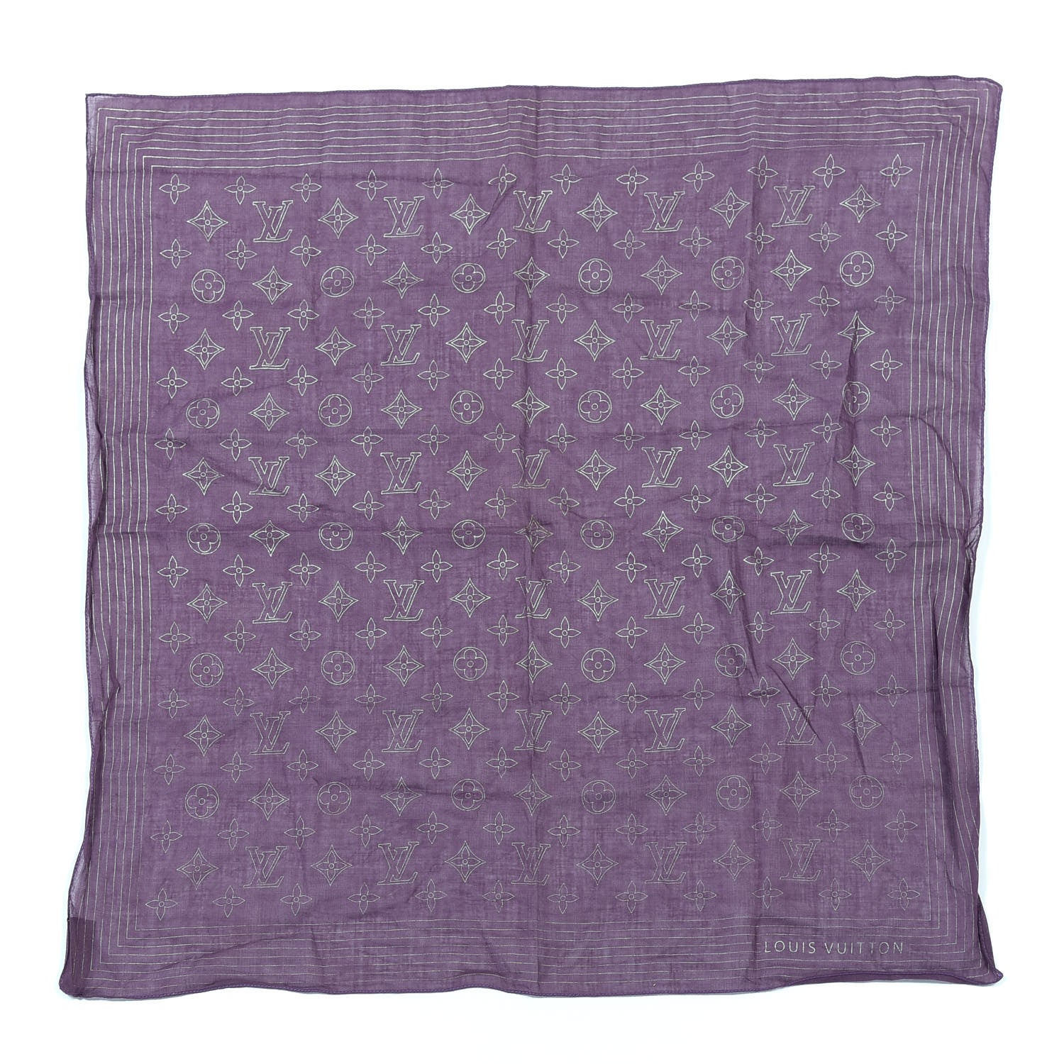 Louis Vuitton Cotton Monogram Square Scarf Purple 1 of 3