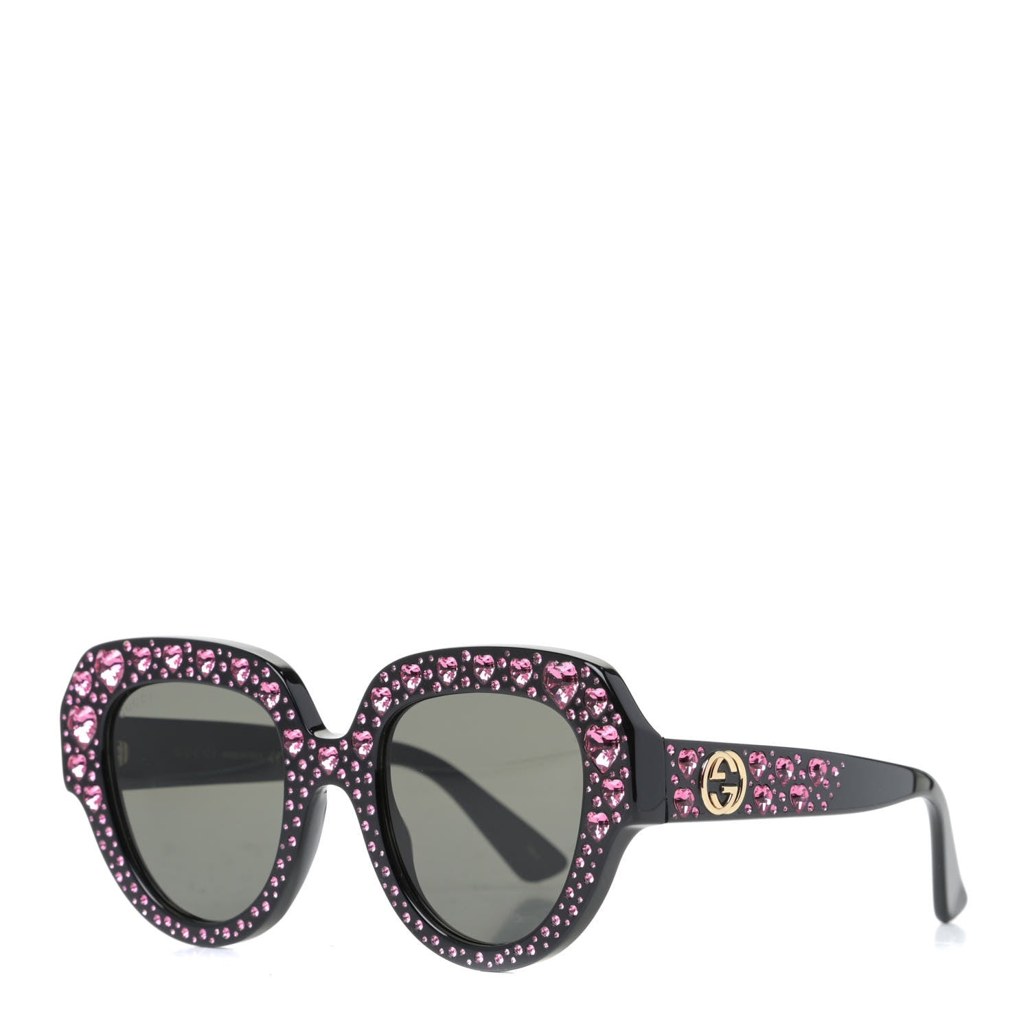 Gucci Crystal Heart Sunglasses GG0308S Black 1 of 7