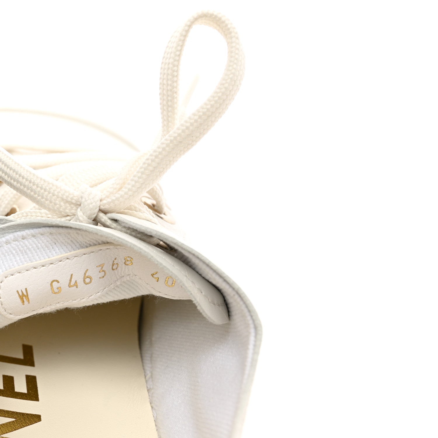 Chanel Lambskin Printed Logo Sneakers 40.5 White 8 of 9