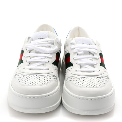 Gucci Calfskin Web Perforated Womens Platform 55mm Sneakers 38.5 White Bright Splash 3 of 10