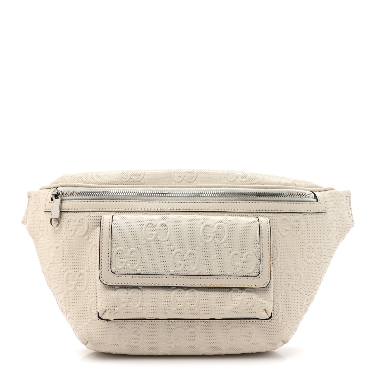 Gucci Calfskin GG Tennis Embossed Pocket Belt Bag Mystic White 1 of 15