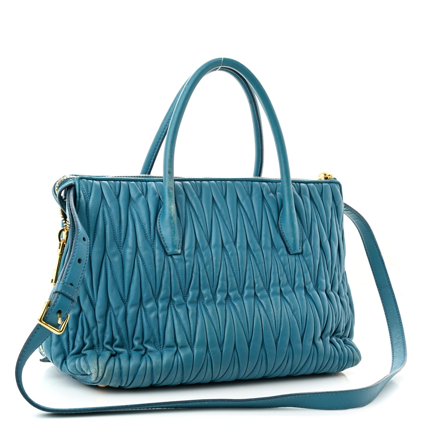 Nappa Matelasse Top Handle Bag Turchese