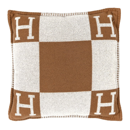 Hermes Wool Cashmere Avalon Pillow PM Ecru Camel 2 of 3