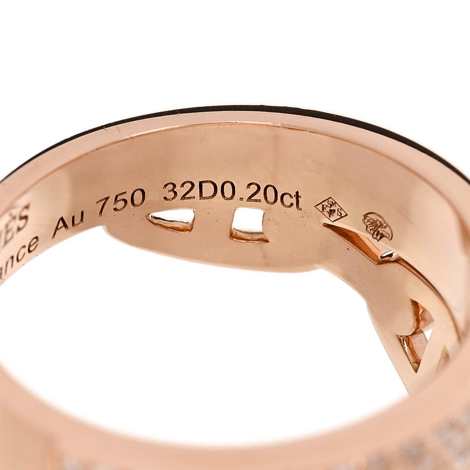 Hermes 18K Rose Gold Diamond Kelly Double Tour Pave Ring 51 5.75 6 of 7