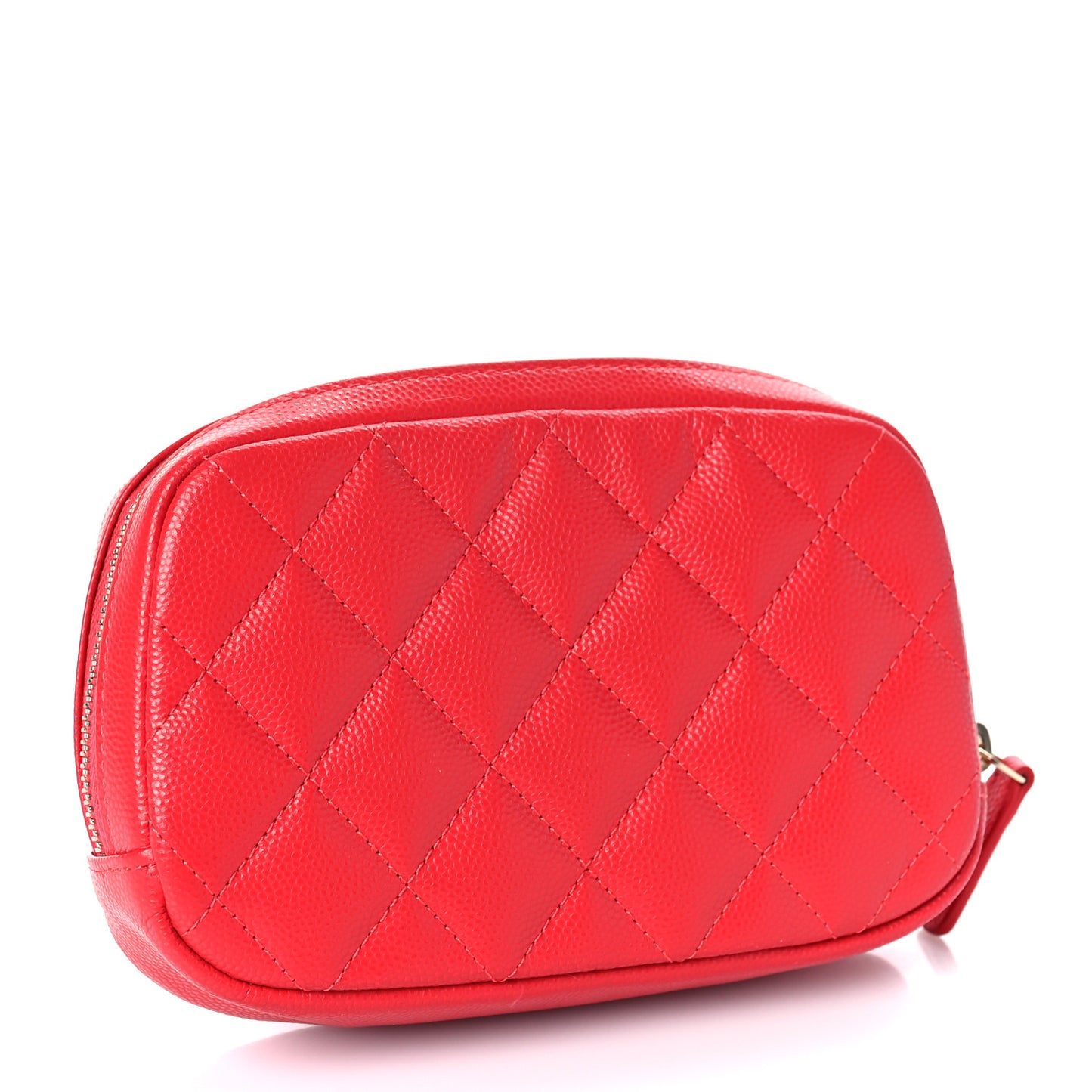 Caviar Quilted Small Curvy Pouch Cosmetic Case Red