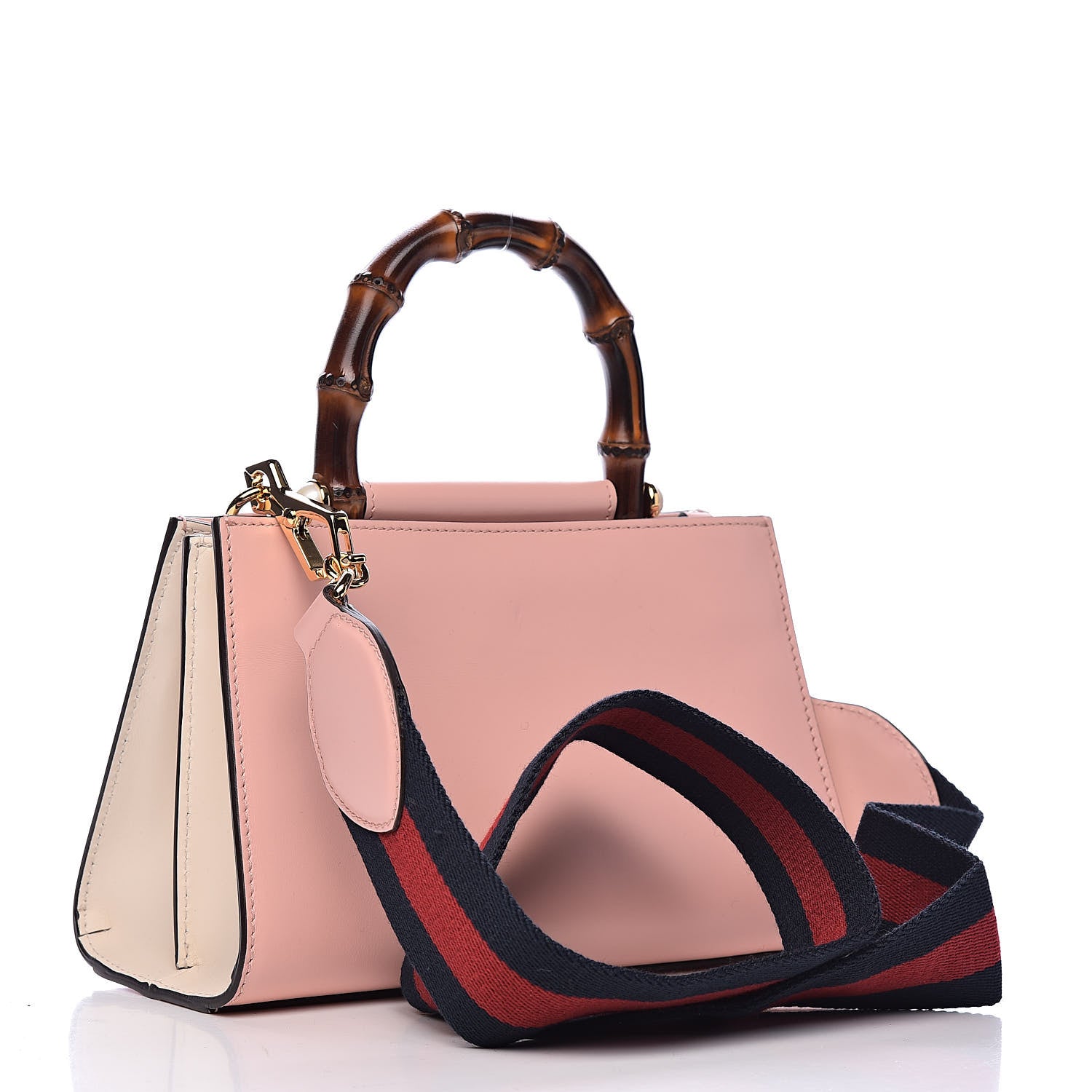 Gucci Nappa Bamboo Web Mini Nymphaea Top Handle Bag Perfect Pink Mystic White 3 of 10