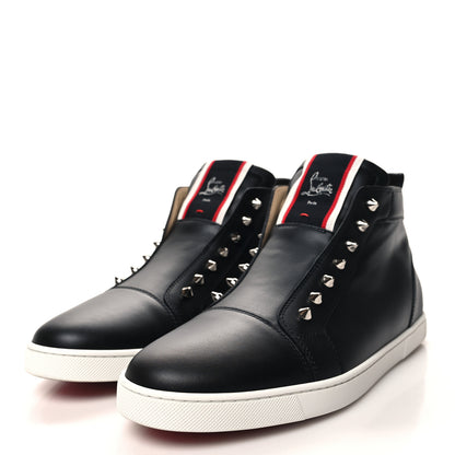 Christian Louboutin Calfskin Mens Fique A Vontade Mid Cut Sneakers 43 Black 3 of 9