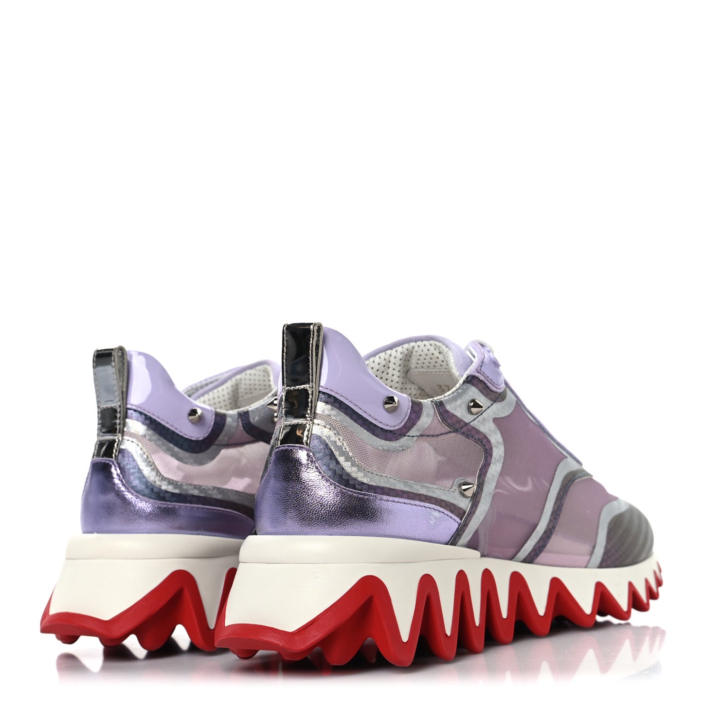 Transparent Mesh Patent Calfskin Sharkina Sneakers 37 Lilac Smoke
