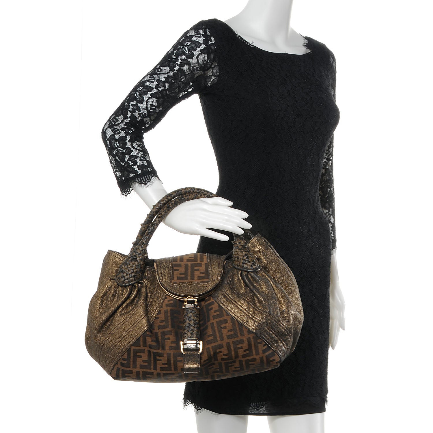 Fendi Zucca Goatskin Spy Tobacco Bronzo 2 of 9