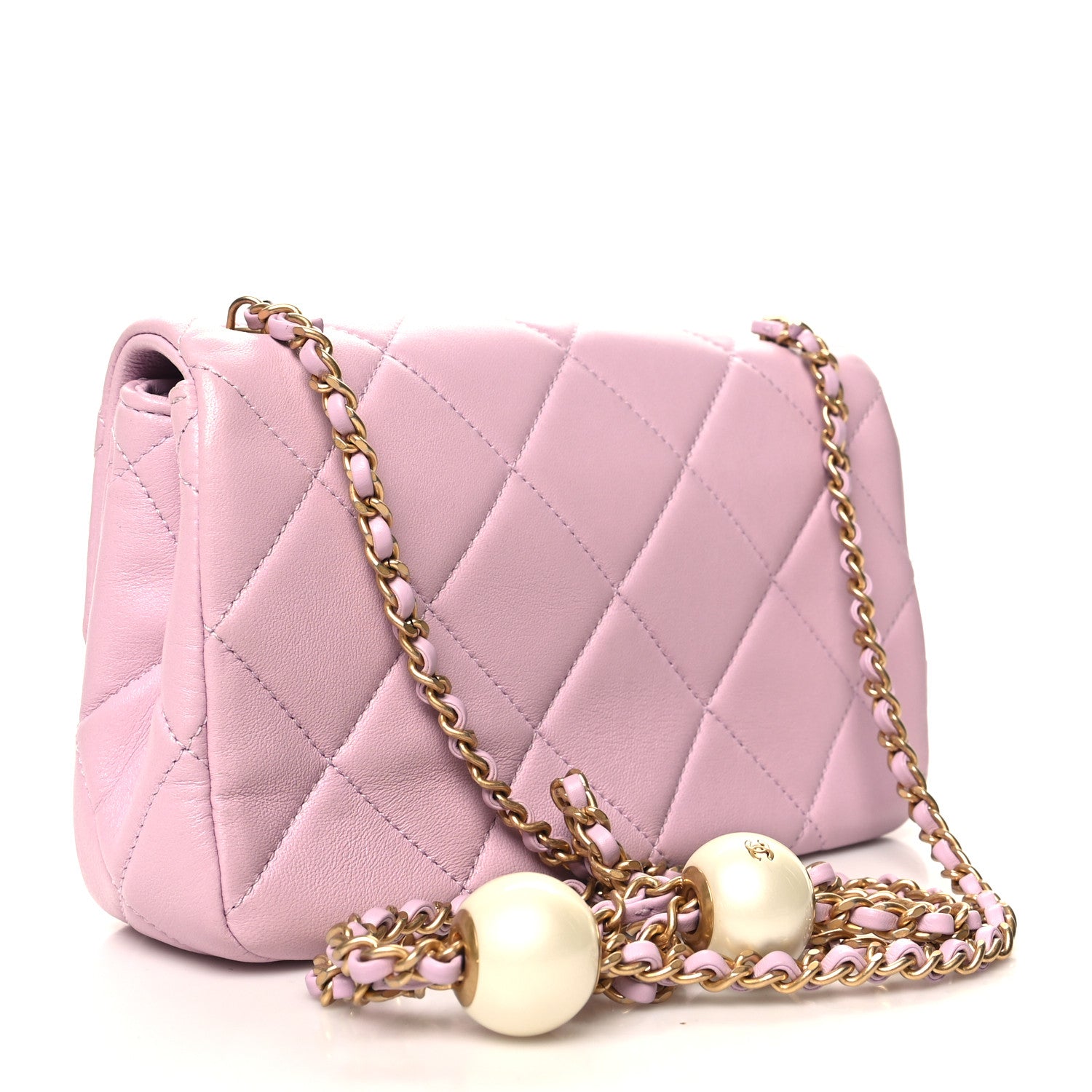 Chanel Lambskin Quilted Pearl Small Flap Lilac 3 of 11