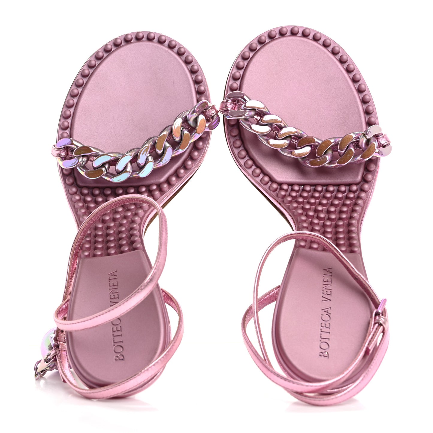 Metallic Lambskin Dot 90mm Sandals 38 Azalea