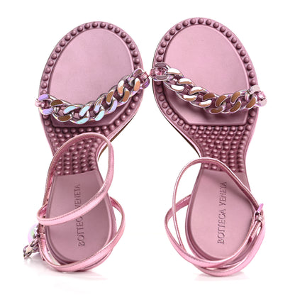 Bottega Veneta Metallic Lambskin Dot 90mm Sandals 38 Azalea 2 of 10