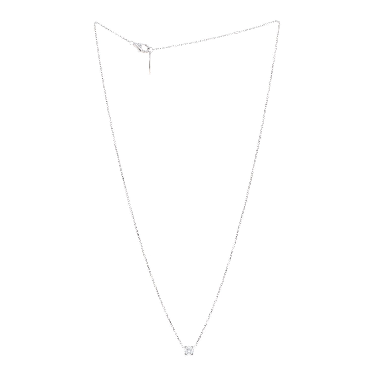 Cartier 18K White Gold Diamond .27ct 1895 Solitaire Pendant Necklace 3 of 5