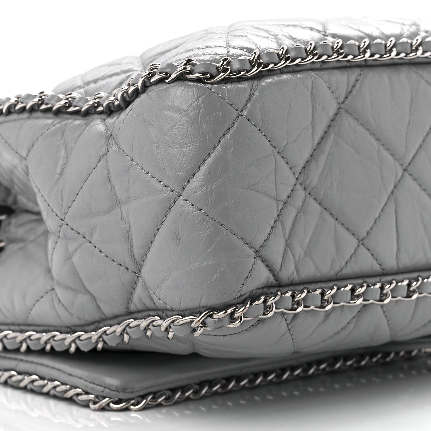 Chanel Crumpled Calfskin Large Chain All Over Flap Grey 10 of 11