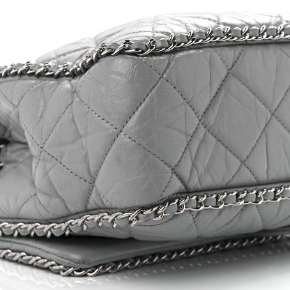 Chanel Crumpled Calfskin Large Chain All Over Flap Grey 10 of 11
