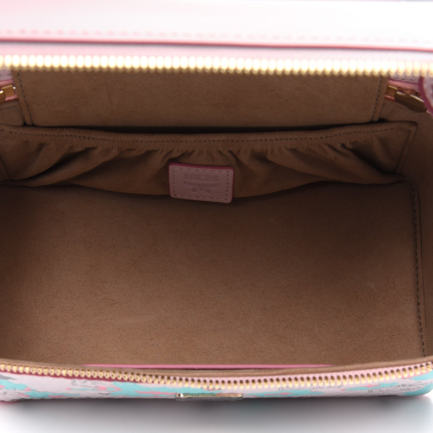 MCM Visetos Floral Leopard Vanity Case Pink 4 of 10