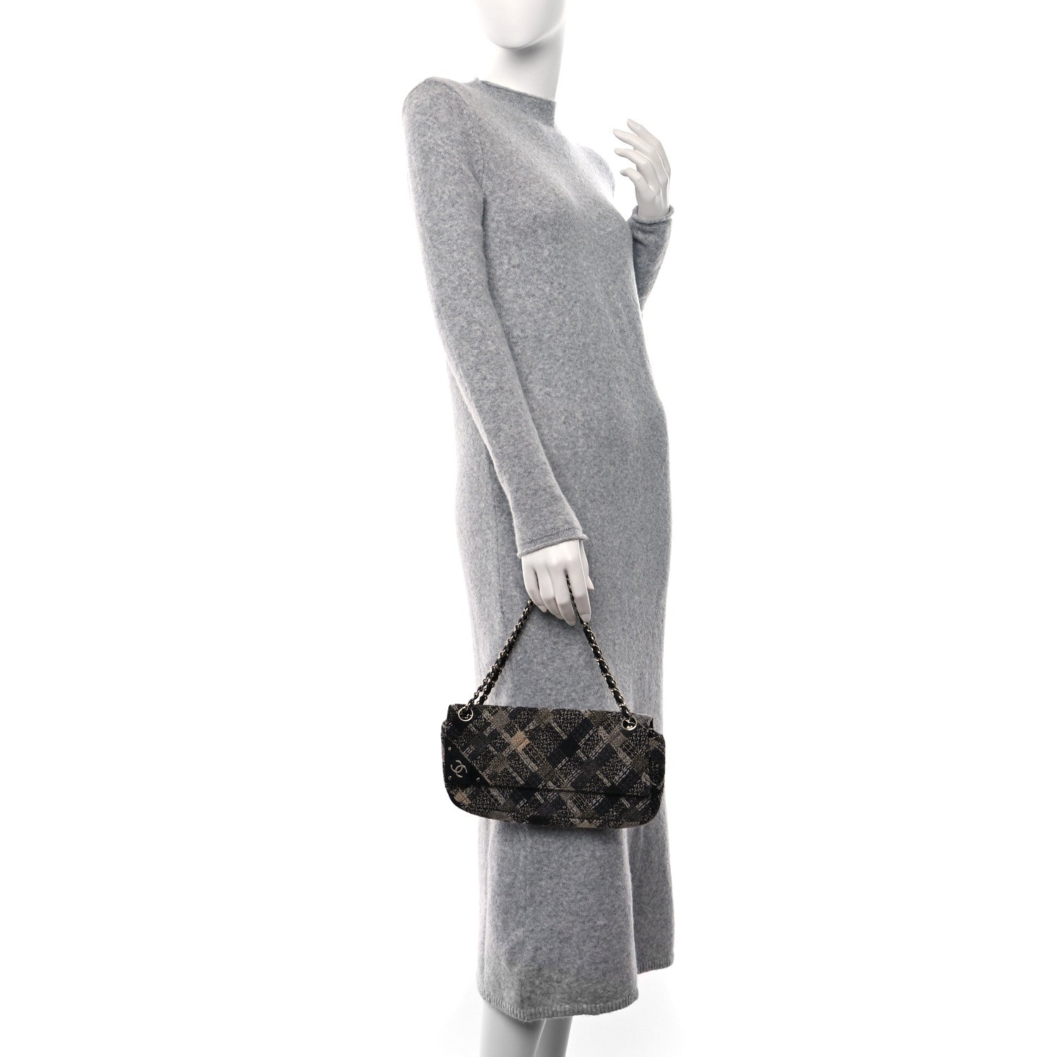 Chanel Tweed East West Flap Black White Beige 2 of 10