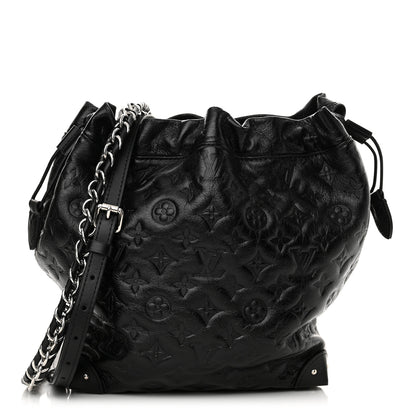 Louis Vuitton Lambskin Monogram Shadow Coussin Noe Trunk PM Black 1 of 10