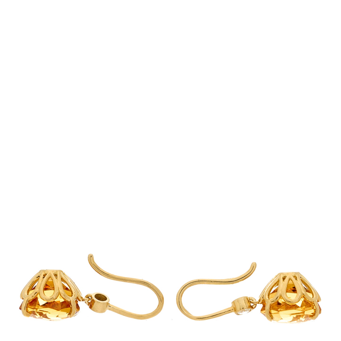 18K Yellow Gold Diamond Citrine Sparklers Drop Earrings