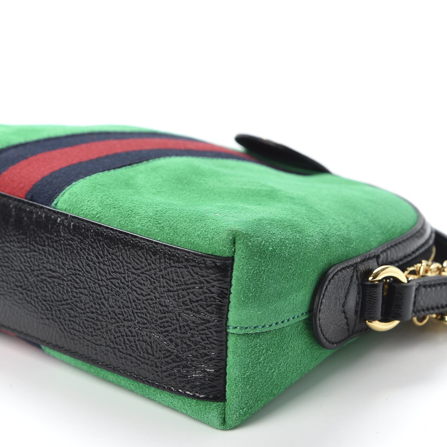 Gucci Suede Patent GG Web Small Ophidia Dome Shoulder Bag New Shamarock Black 6 of 9