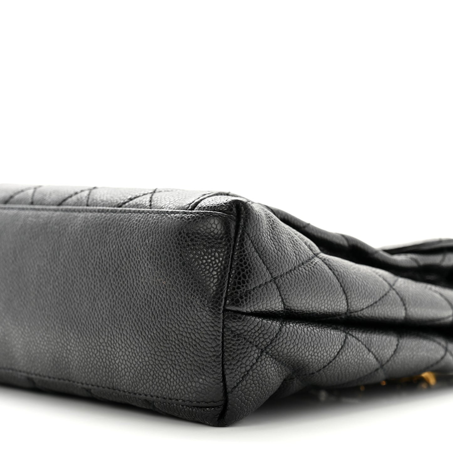 Caviar Quilted Flap Shoulder Bag Black