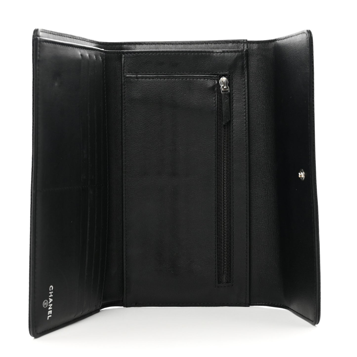 Caviar Timeless CC Large Gusset Flap Wallet Black