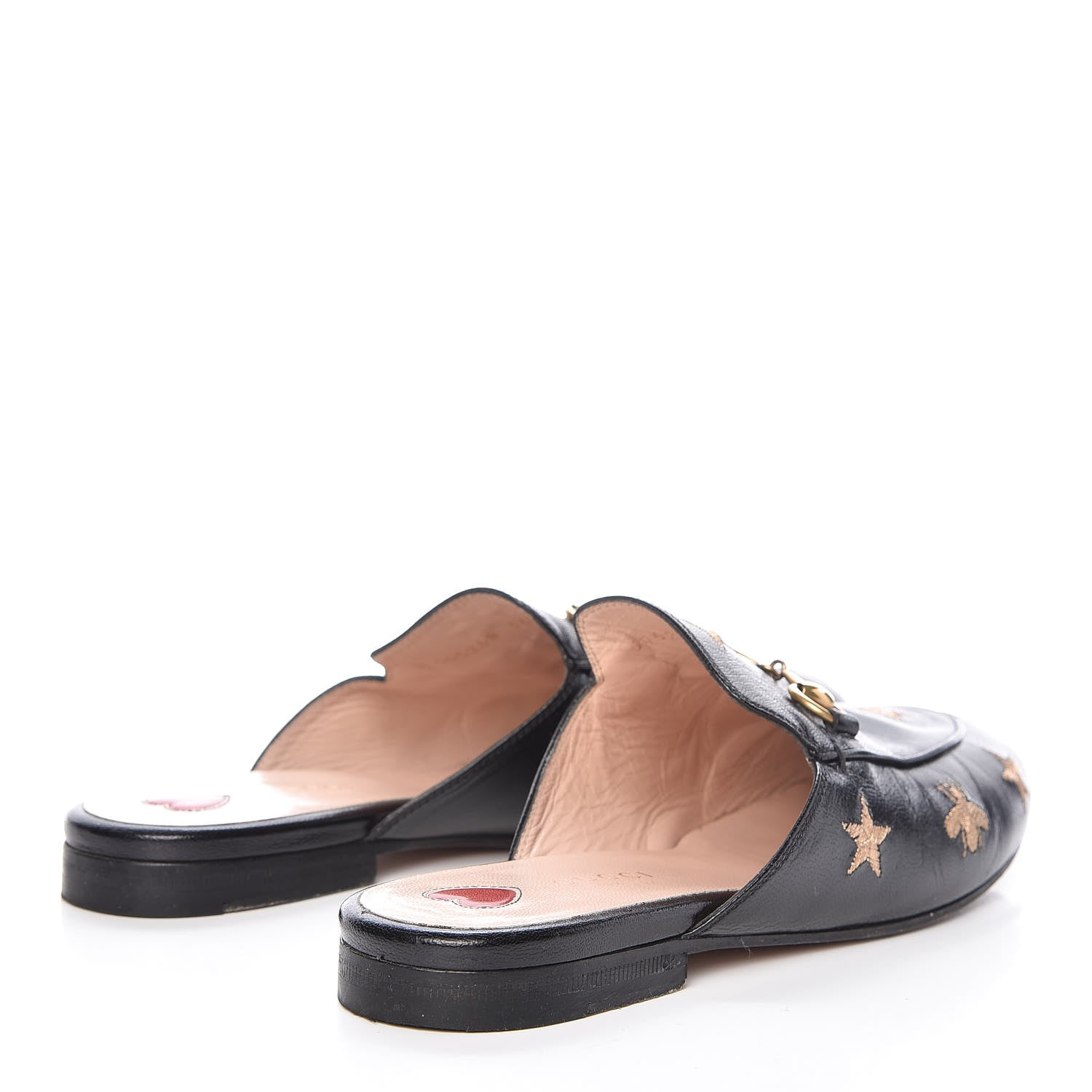 Gucci Goatskin Bee Star Embroidered Womens Princetown Slippers 36.5 Black 4 of 15