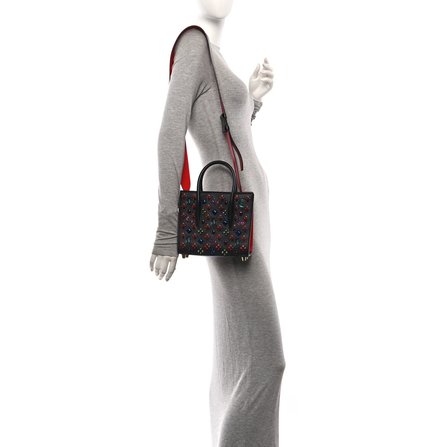 Calfskin Spikes Loubinthesky Mini Paloma Black Multicolor
