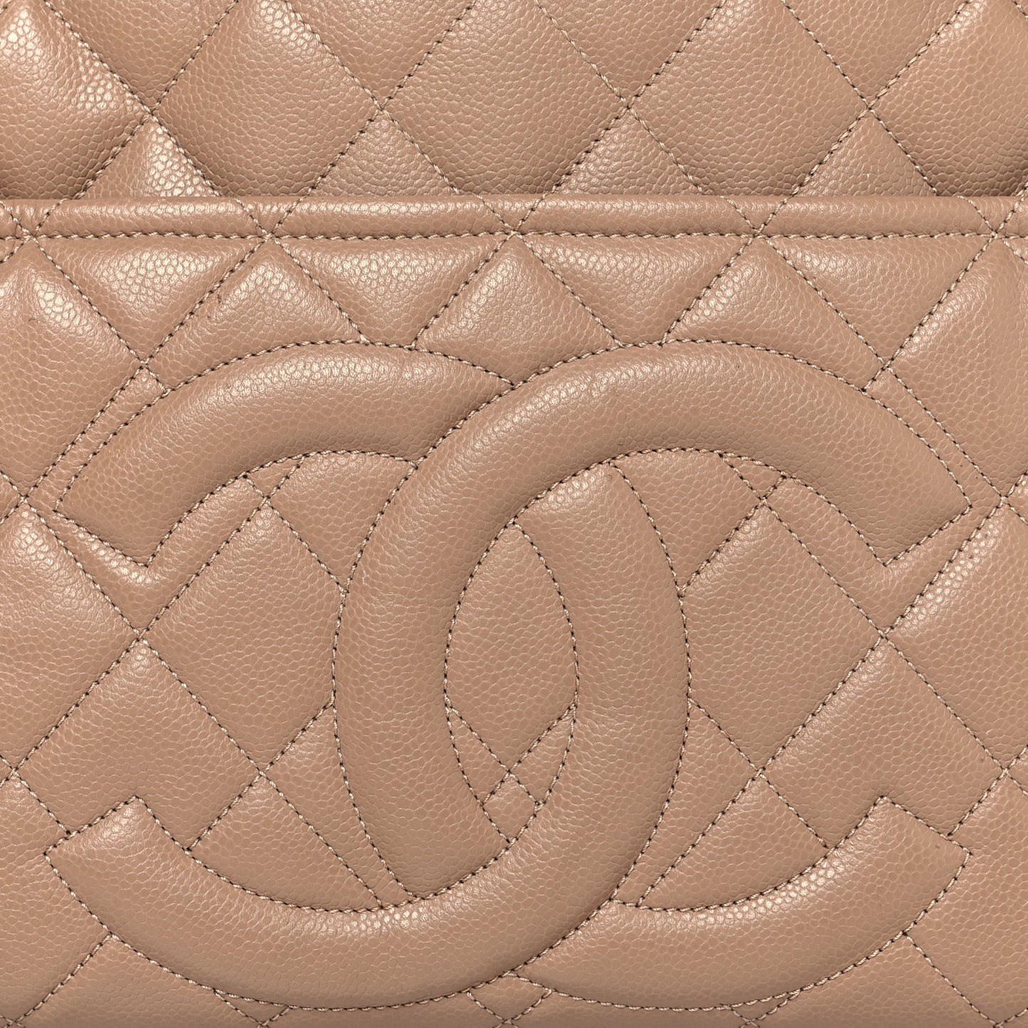 Caviar Quilted Timeless CC Soft Tote Beige