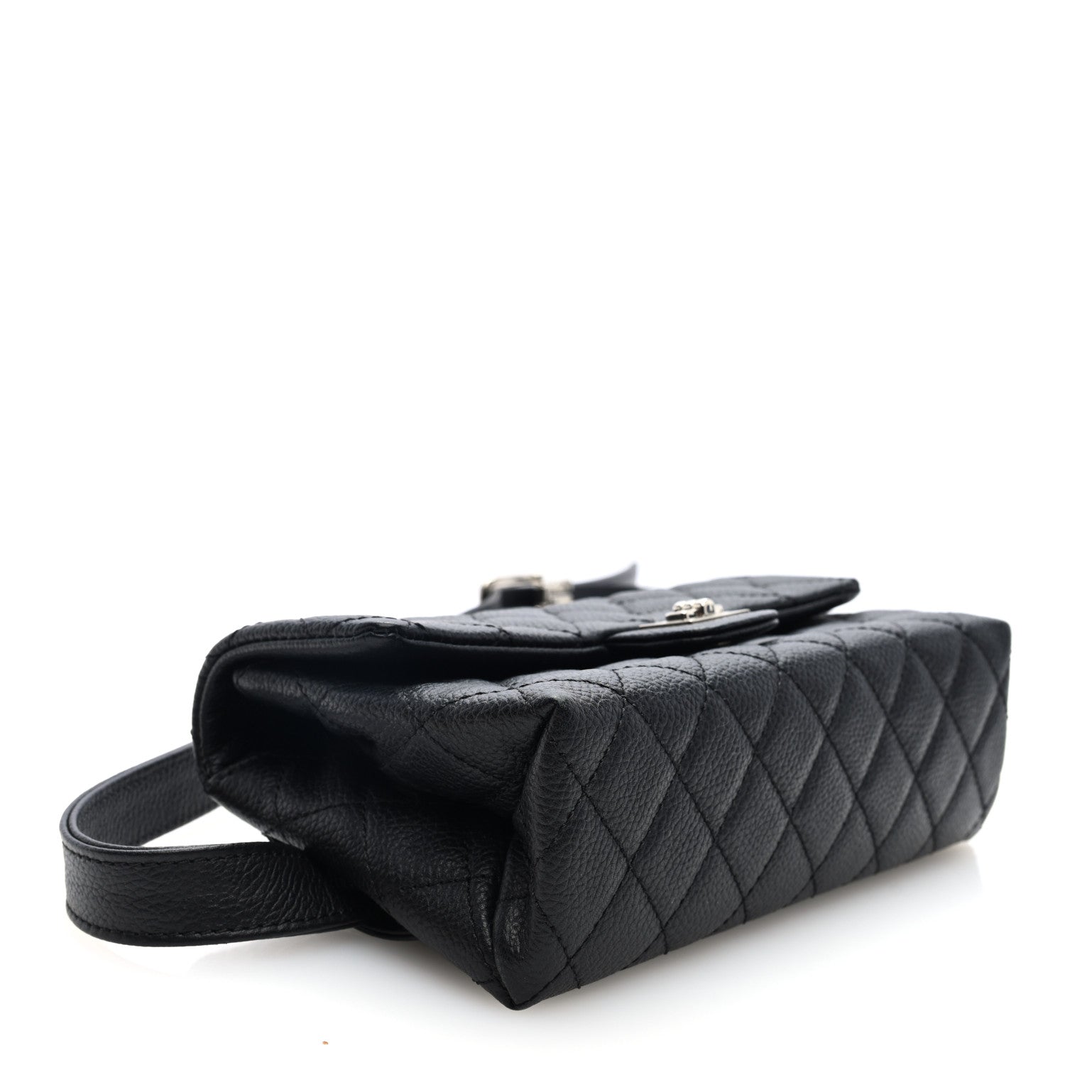Chanel Grained Calfskin Quilted 2.55 Reissue Flap Belt Bag Clutch  Black 4 of 10