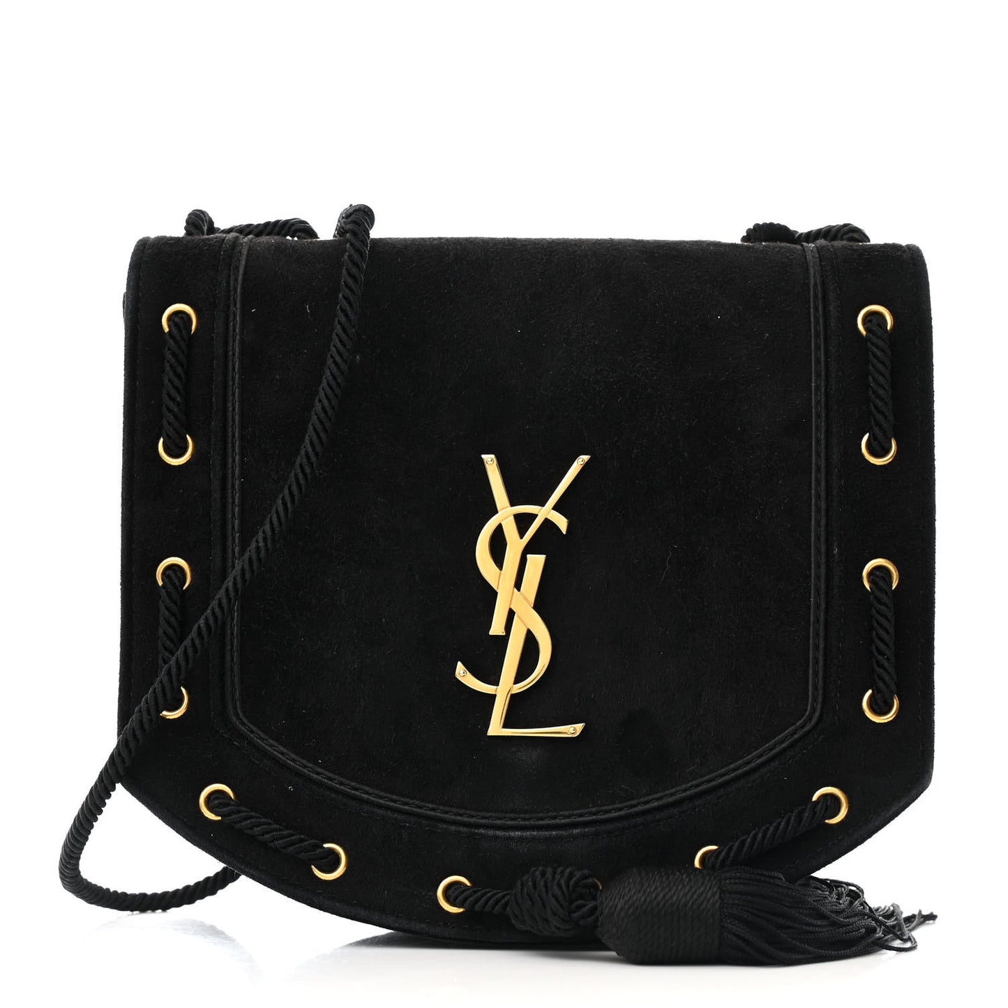 Suede Medium Monogram Fetish Satchel Black