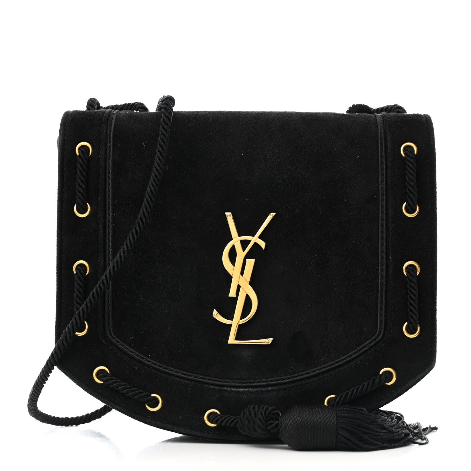Saint Laurent Suede Medium Monogram Fetish Satchel Black 1 of 11