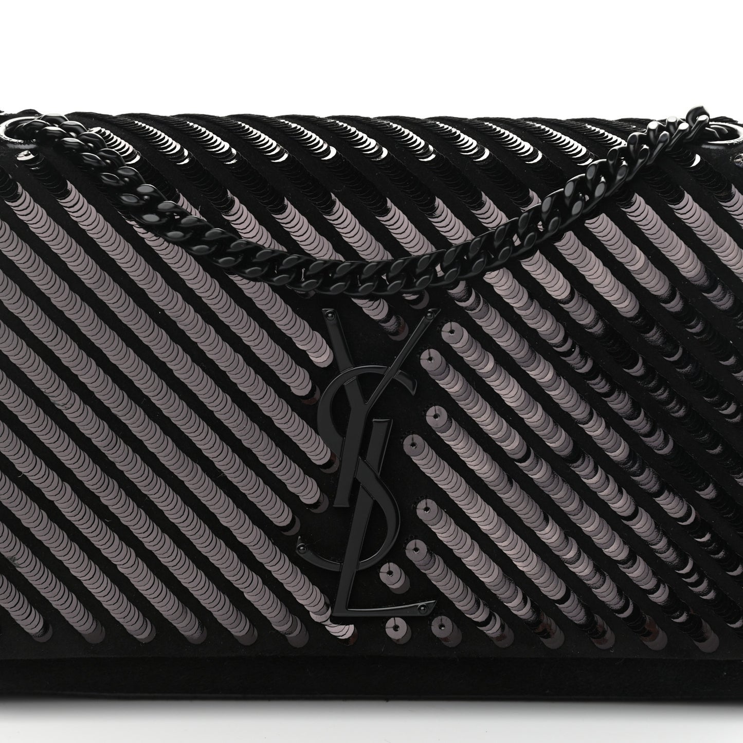 Suede Sequin Small Classic Monogram Kate Satchel Black