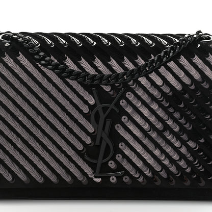 Saint Laurent Suede Sequin Small Classic Monogram Kate Satchel Black 8 of 11