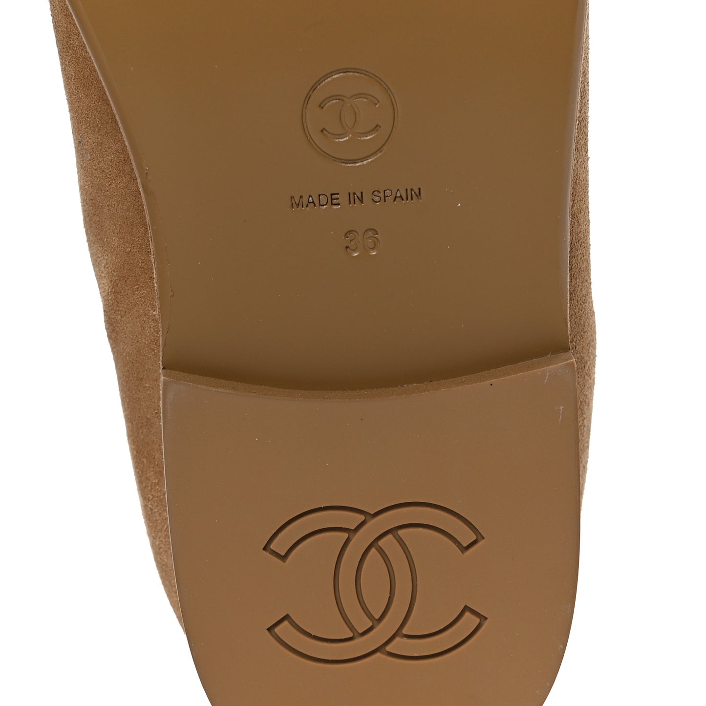 Suede Calfskin CC Loafers 36 Dark Beige
