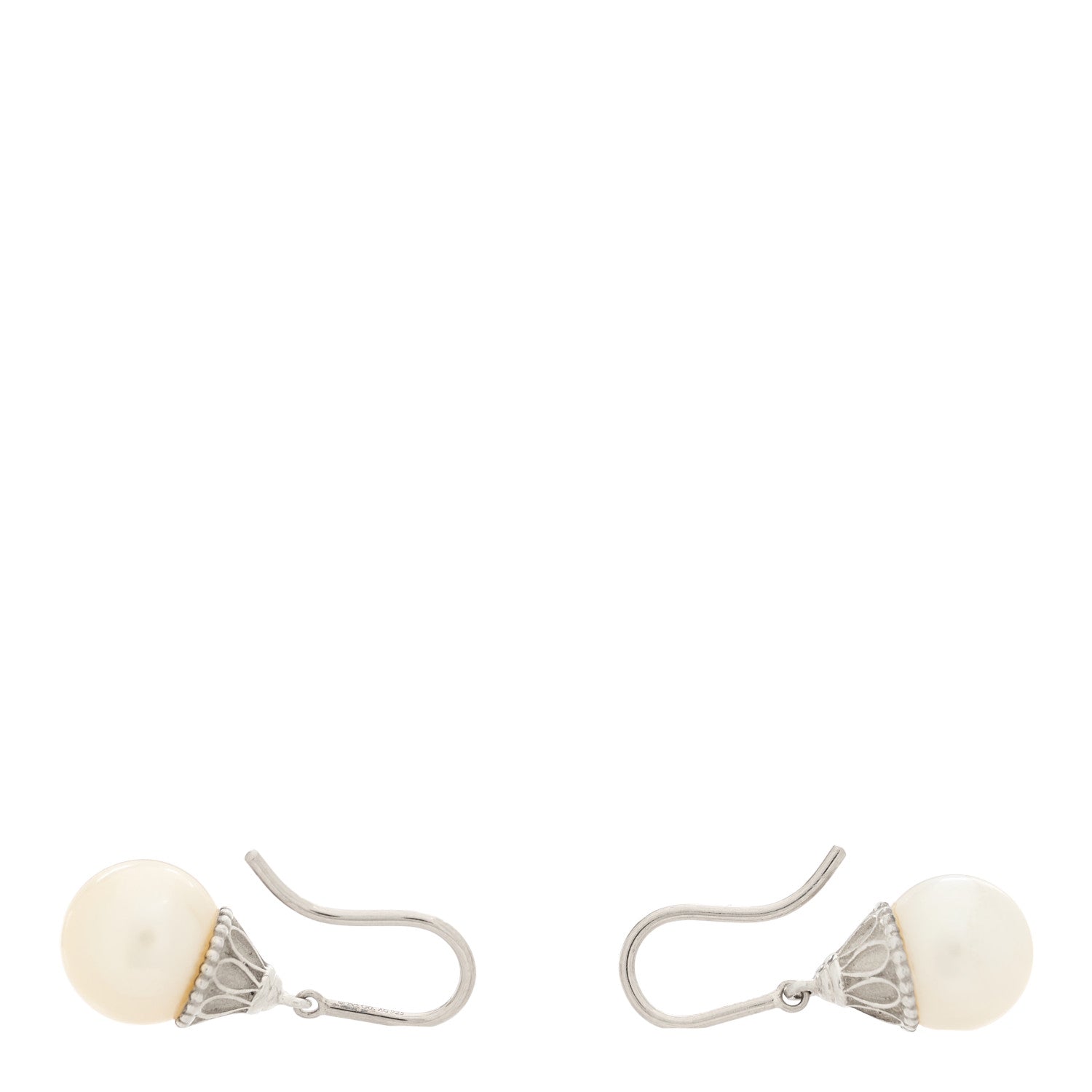 Tiffany Sterling Silver Pearl Ziegfeld Drop Earrings 3 of 4