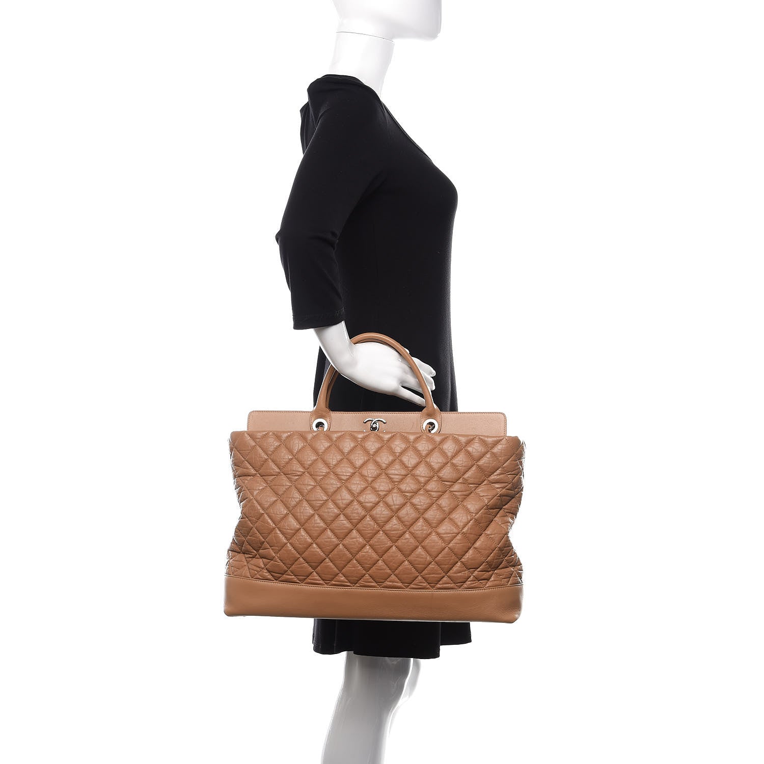 Chanel Aged Calfskin Quilted Be CC Tote Beige 3 of 11