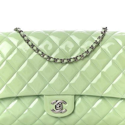 Chanel Patent Quilted Clutch With Chain Flap Light Green 8 of 14