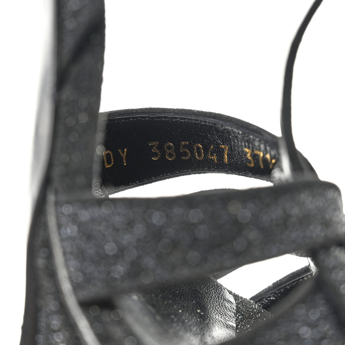 Glitter Effect Calfskin Tribute 105 Platform Sandals 37.5 Black