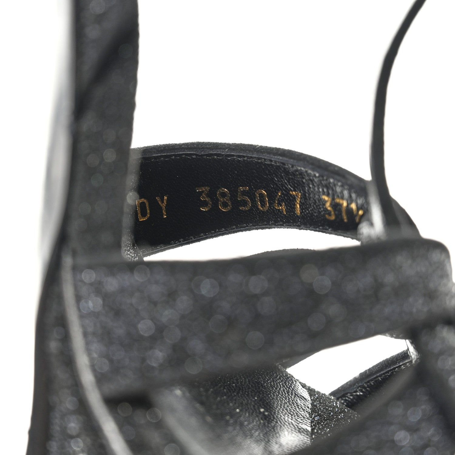 Saint Laurent Glitter Effect Calfskin Tribute 105 Platform Sandals 37.5 Black 4 of 8
