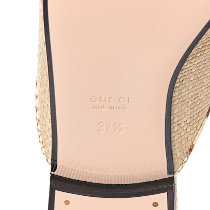 Gucci Straw Elaphe Womens Princetown Slippers 37.5 Natural Cream Brown 6 of 9
