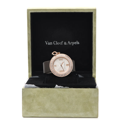 Van Cleef & Arpels 18K Rose Gold Satin Diamond Pave Bezel 38mm Charms Quartz Watch 5 of 5