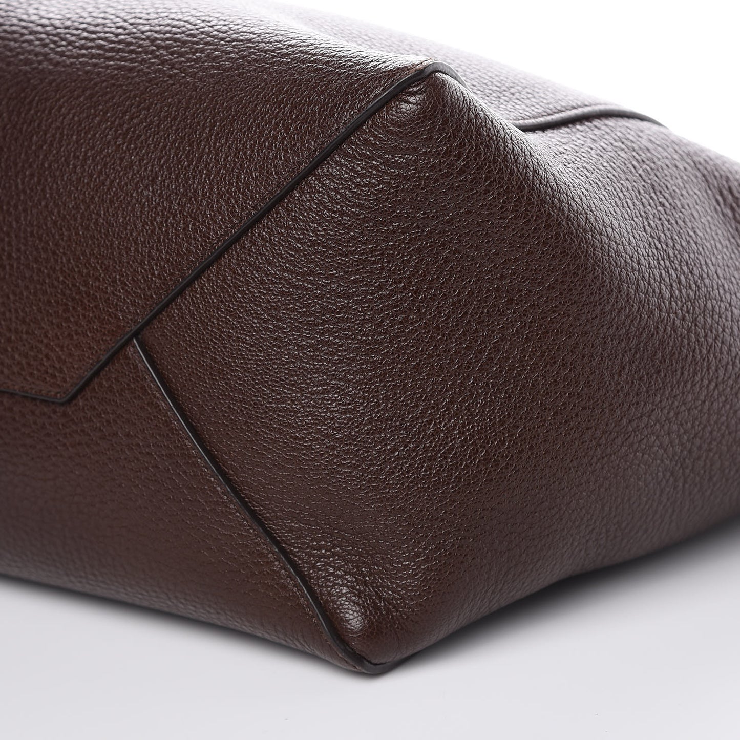 Shiny Grained Calfskin Medium Belt Cabas Phantom Brown