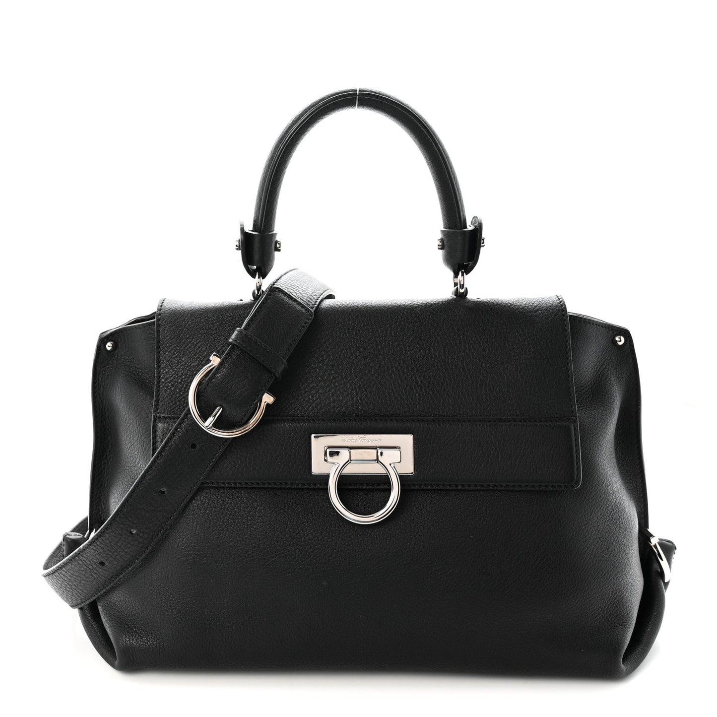 Grained Calfskin Sofia Satchel Black