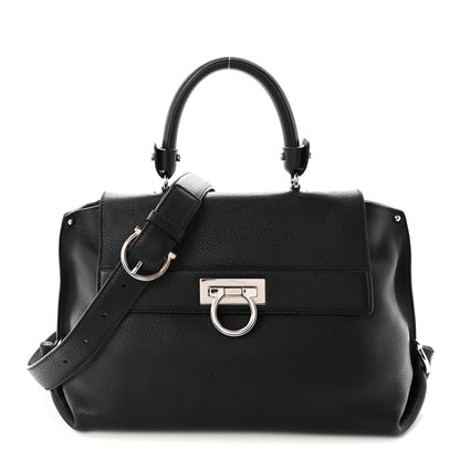 Salvatore Ferragamo Grained Calfskin Sofia Satchel Black 1 of 9